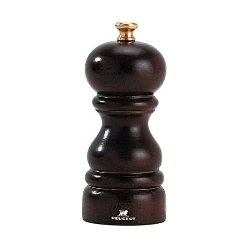 Image of PEUGEOT - Paris 12 cm Pepper Mill - Classic Grind System - Made with PEFC Certified Wood - Lifetime Guaranteed Mechanism - Made in France - Chocolate Colour