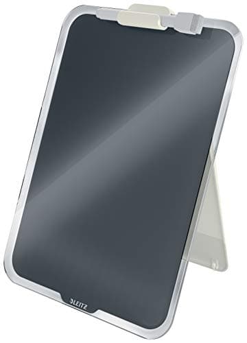 Image of Leitz Glass Dry Wipe Personal Desktop Easel Whiteboard, Cosy Range, Velvet Grey, 39470089