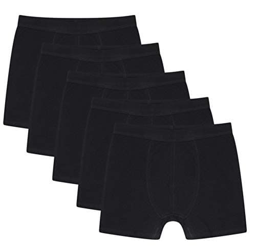 Image of Sock Stack Boxer Shorts Mens Organic Cotton Boxershorts Comfort Fit Black Button Free Boxers Trunks Underwear Pack Of 5, Large Black