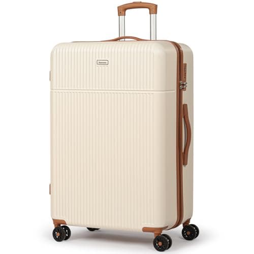 Image of H.yeed 28" Large Suitcase for Checked Luggage Lightweight ABS Hard Shell Travel Luggage with 4 Double Spinner Wheels and TSA Lock (White)