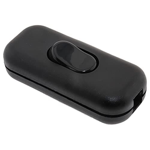 Image of Art Deco Emporium Black Dual Pole Inline Switch for Light Switches, Small Appliance or Lamp Switch Accepts upto Three Core Round or Flat Wire and Flex 6Amp 230V Double Pole Switching