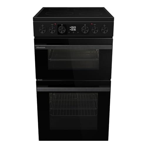 Image of Hisense HDCEC5C10B Freestanding Ceramic Electric Cooker with Double Oven 69/43 Litres - Black, A Rated Double Oven [Energy Class A]