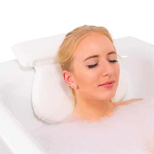 Image of Relux Premium Waterproof Bath Pillow Cushion with Non-Slip Suction Cups Ergonomic Home Spa Headrest
