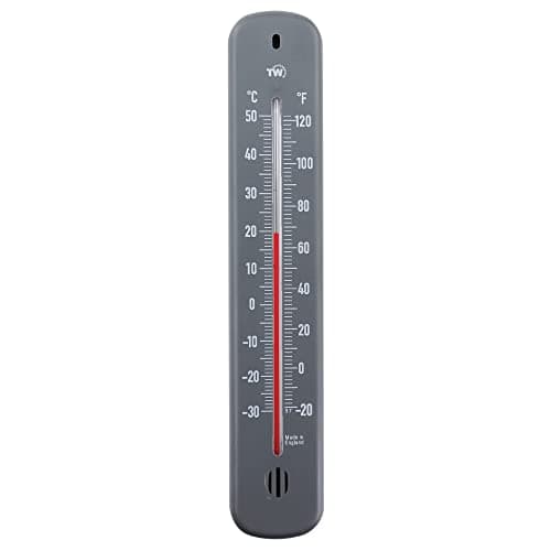 Image of Wall Thermometer 215mm - Stylish Room Thermometer - Made in UK for Home Office, Garden or Greenhouse Indoor and Outdoor Temperature Wall Mounted