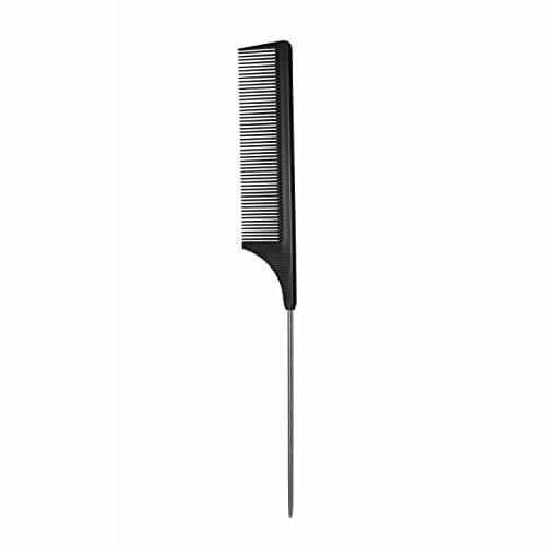 Image of TONGTLETECH Hair Comb - a Professional Anti-static Carbon Fibre Metal-Pin Tail Comb,Heat Resistant Barber and Salon Rattail Comb with Non-skid Paddle Parting Comb,Fine Tooth in Black
