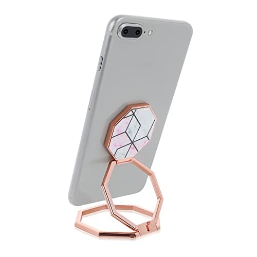 Image of Cobee Cell Phone Ring Holder Finger Kickstand, 360° Rotation Metal Cellphone Back Grip Foldable Cell Phone Stand Adjustable Phone Holder Compatible with Most Smartphones (Rose Red Marbling)