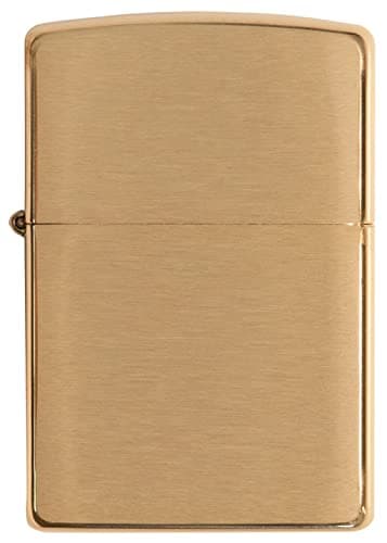Image of Zippo - Windproof Lighter, Brushed Brass, Base Model, Refillable, Reusable, Windproof Design, Gift Box, Made in the USA