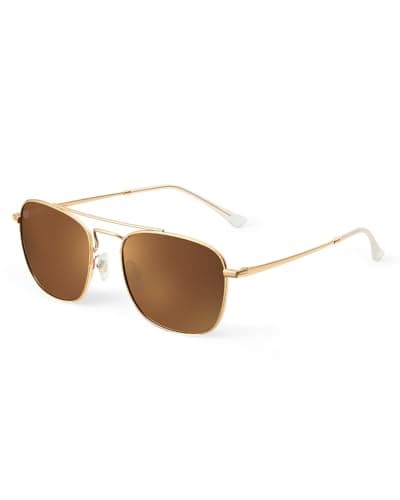 Image of Jim Halo Retro Square Aviator Sunglasses Premium Polarized Lens Flat Metal Eyewear Men Women (Gold/Polarized brown)