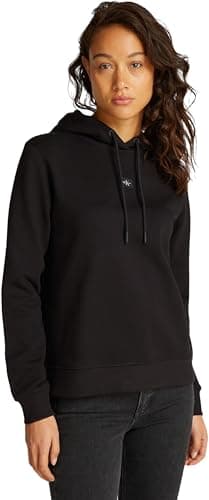 Image of Calvin Klein Women's Regular Woven Hoodie, Black (Ck Black), XS
