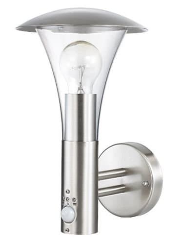 Image of Long Life Lamp Company Brushed Stainless Steel Wall Light with Movement Sensor IP44 ZLC012