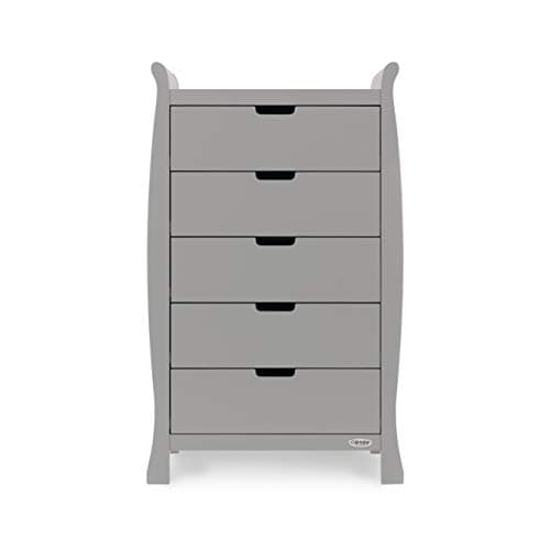 Image of Obaby Stamford Tall Chest of Drawers – Warm Grey Nursery Storage Unit with 5 Spacious Drawers