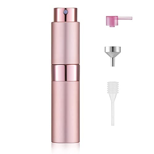 Image of Toureal 8ml Travel Perfume Atomiser Refillable - Mini Aftershave Spray Bottle - Small Glass Fragrance Atomizer for Women - Portable Empty Cologne Refill Pump Dispenser for Men Pink