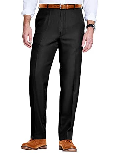Image of Chums Men's Formal Elasticated Trousers Comfort Fit Pants Smart Trousers for Men Black 36W / 27L