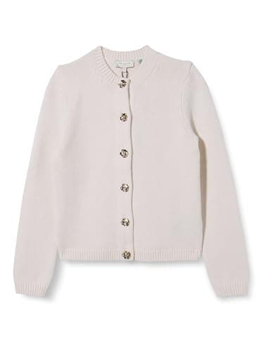 Image of Ted Baker Womens Wmk-jaycey-Rose Button Crew Neck Cardigan Sweater, Ivory, 6 UK
