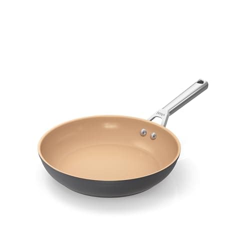 Image of Ninja Extended Life 24cm Ceramic Frying Pan, Non-Stick (No PFAs, PFOAs, Lead or Cadmium), Induction Compatible, Stainless Steel Handle, Oven Safe to 285°C, Terracotta & Grey, CW90024UK