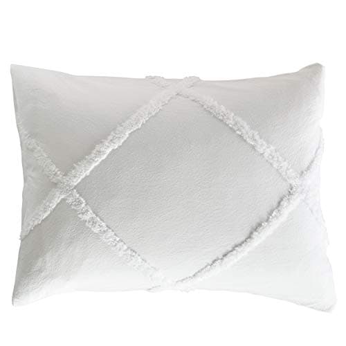 Image of Peri Home Chenille Lattice 100% Cotton Solid Color Pillow Sham, Standard Size, 20W x 26L, White