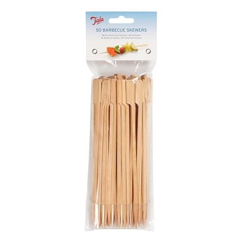 Image of Tala Bamboo Skewers, 18cm Long, Pack of 50, Eco-Friendly Disposable Skewers for BBQ, Grilling, and Party Food, Flat End to Prevent Rolling, Made from Natural Bamboo