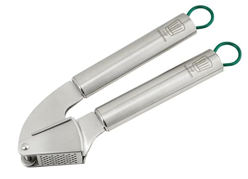 Image of Chefkoch trifft Fackelmann - Premium Garlic Press Made of High-Quality Stainless Steel, Ergonomic Design, Dishwasher Safe, Includes Hanging Loop