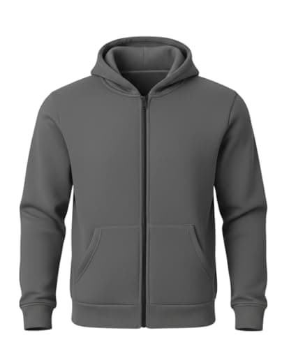 Image of ITRAT Kids Boys Girls Fleece Zip Up Hoodie with Two Pockets – Unisex Plain Hooded Sweatshirt Jacket for School, PE & Casual Wear, Warm Long Sleeve, Ages 5–14 (11 Years, 12 Years, Charcoal)