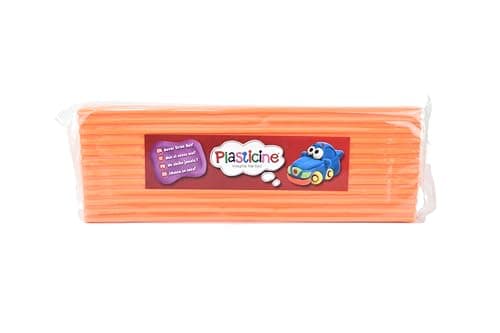 Image of The Original Plasticine, One Colour Slab 400g - Fluro Orange, Modelling Clay for Professional Animators and Model Makers, Easy to Shape and Mould, Make Sculptures, Models and Stop-Motion Animations