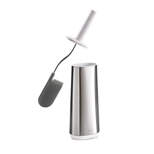 Image of Joseph Joseph Flex - Smart Hygienic Silicone Toilet Brush with Holder Set, Flexible Anti-Drip, Anti-Clog Deep Clean Head- Stainless Steel