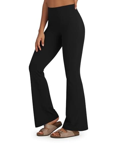 Image of Promover Flared Trousers Women Bootcut Yoga Pants for Women Sports Leggings Stretch High Waist Workout Bootleg Tummy Control Black Work Trousers(Black,S,Regular)