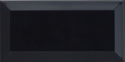 Image of Metro Black Ceramic Wall Bathroom Tile Subway Brick Effect 100mm x 200mm Bevelled Edge Kitchen Tiles Gloss Finish 1m2 Box of 50