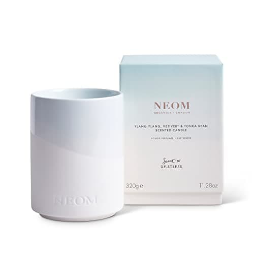 Image of NEOM- Ylang Ylang, Vetivert & Tonka Bean Luxury Scented Ceramic Candle, 320g | Scent to De-Stress | 2 Wick