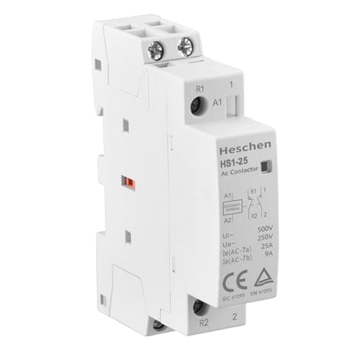 Image of Heschen Household AC Contactor, HS1-25, 2 Pole 1NO 1NC, AC 220V/230V Coil Voltage, 35 mm DIN Rail Mount