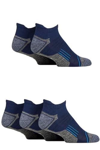 Image of Jeep Mens Trainer Sport Socks - Low, Short, Cushioned, Arch Support, Breathable, Suitable for Gym, 5 Pair Multipack Size 6-11 Navy