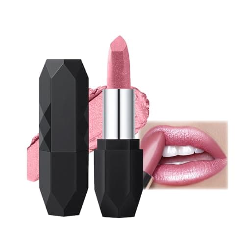 Image of Metallic Glitter Light Pink Lipstick, Pearl Shimmer Lipstick, High Impact Lipcolor, Lightweight Creamy Diamond Glitter Lip Stick, Waterproof Non-Sticky Pearlescent Lip Tinted