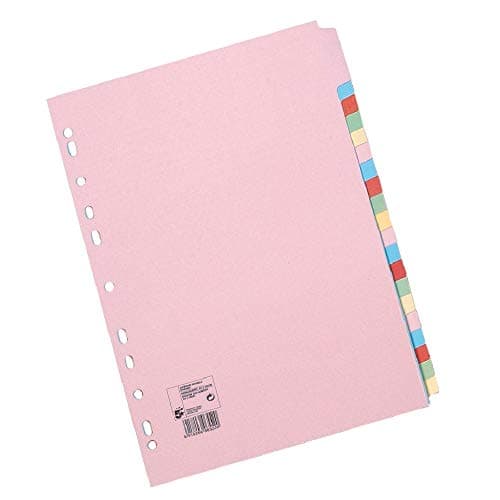 Image of 5 Star Subject Dividers Multipunched Manilla Board 20-Part A4 Assorted [Pack 10]