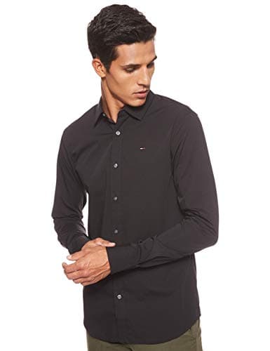 Image of Tommy Jeans Men's Tjm Original Stretch Shirt Dm0dm04405 L/S Shirts / Woven Tops, Black (Tommy Black 078), M