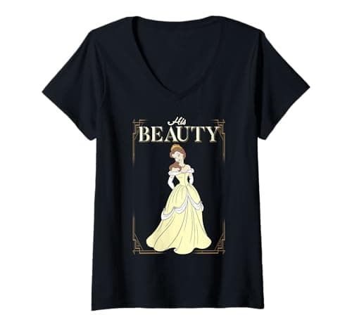 Image of Womens Disney Beauty & The Beast Belle His Beauty V-Neck T-Shirt