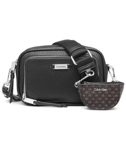 Image of Calvin Klein Women's Zulle Organizational Camera Bag Crossbody, Black/Silver, One Size