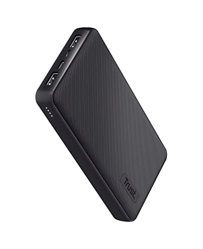 Image of Trust Mobile Primo Power Bank Fast Charging 20,000 mAh, Sustainable Portable Charger USB-C, Battery Pack Made with Recycled Materials, Phone Charger for iPhone, iPad, Samsung, Xiaomi, Tablet - Black