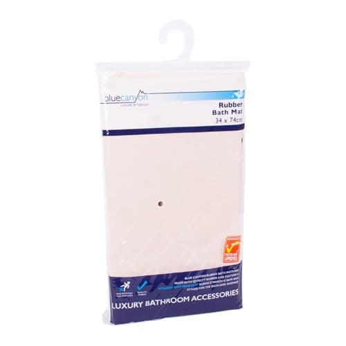 Image of Blue Canyon Nonslip Antibacterial Rubber Bath Mats, Quick Dry Bath Rug with Suction Pads & Drain Holes, Mould Resistant Bathroom Accessory, Durable Bath Rug Runner 34 x 74 cm – Cream