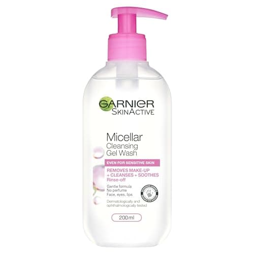 Image of Garnier Micellar Gel Face Wash For Sensitive Skin 200ml, Gentle Face Cleanser & Makeup Remover, Recognised By The British Skin Foundation, Rinse-Off, Non-Drying & Fragrance Free Formula