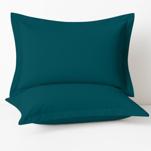 Image of Comfort Beddings Heavy Quality 600 Thread Count 100% Egyptian Cotton Oxford Teal Extra Large Pillow Case Pair 22" x 31"