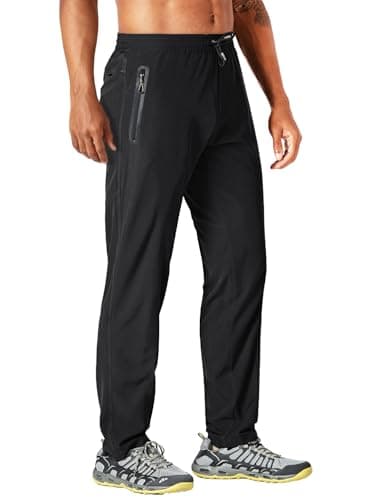 Image of MAGCOMSEN Men's Running Pants Lightweight Hiking Pants Athletic Outdoor Sports Water Resistant Sweatpants Blue Grey, 32