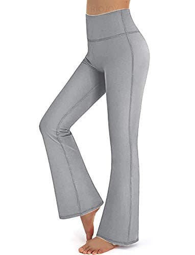 Image of RIOJOY Women Stretch Bootleg Trousers Casual Wear Elasticated High Waist Bootcut Yoga Pants, Grey, XL