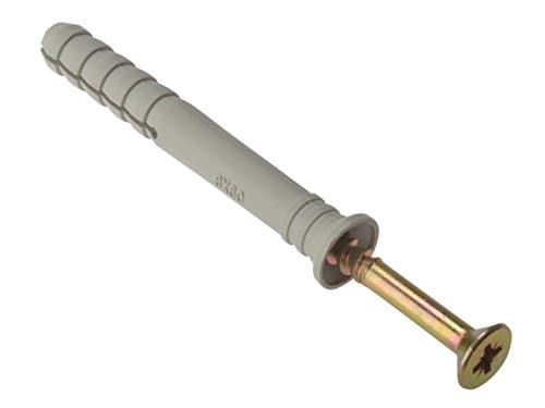 Image of ForgeFix Hammer Fixings | M10 x 135mm | Nylon Plug, Zinc Yellow Passivated Screw | Bag 10