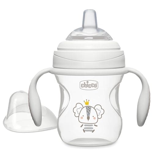 Image of Chicco - Transition Cup with Silicone spout and 7 oz Spill-Free lid, Calibration Markings, Removable Handles, Dishwasher Safe | Easy to Hold with Ergonomic indentations |