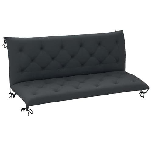Image of Outsunny 3 Seater Bench Pad, Garden Chair Cushion with Back and Ties for Indoor and Outdoor Use, 98 x 150 cm, Black