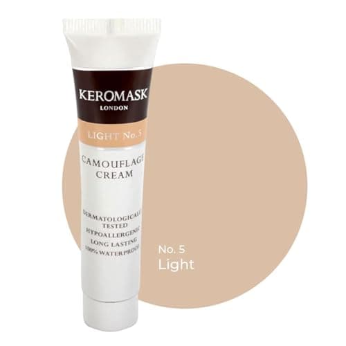 Image of Keromask Full Coverage Hypoallergenic Concealer Shade LIGHT No 5 to Camouflage Vitiligo, Tattoos, Redness and Rosacea, Waterproof and Suitable for All Skin Types 1 x 15ml
