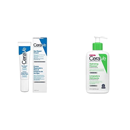 Image of CeraVe Eye Repair Cream | 14 ml/0.5 oz | Eye Cream for Dark Circles & Puffiness & Hydrating Cleanser | 236ml/8oz | Daily Face & Body Wash for Normal to Dry Skin