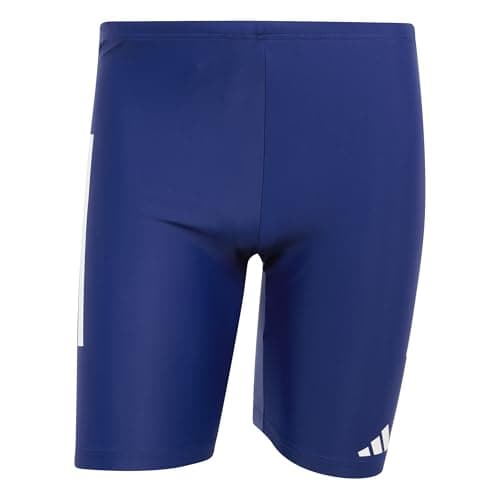 Image of adidas Men's 3 Stripes Swim Jammers 8 INCH, Dark Blue/White, XS