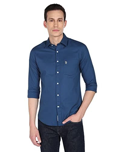 Image of U.S. Polo Assn. Mens Solid Pique Polo Shirt, Blue, M