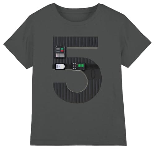 Image of Star Wars Darth Vader 5 Unisex Kids T Shirt, Charcoal, 5-6 Years