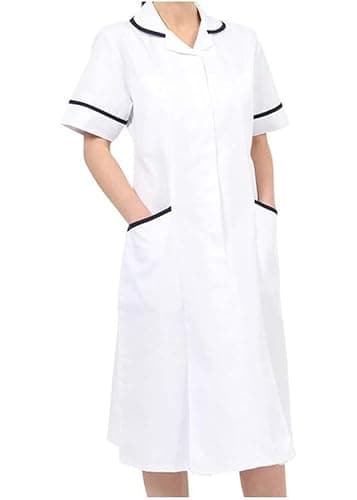 Image of Skywear Ladies Healthcare Tunic Dress – Nurses Uniform Workwear for Women – Medical, Beauty, Dental, Therapist & Carers - White, Size 16